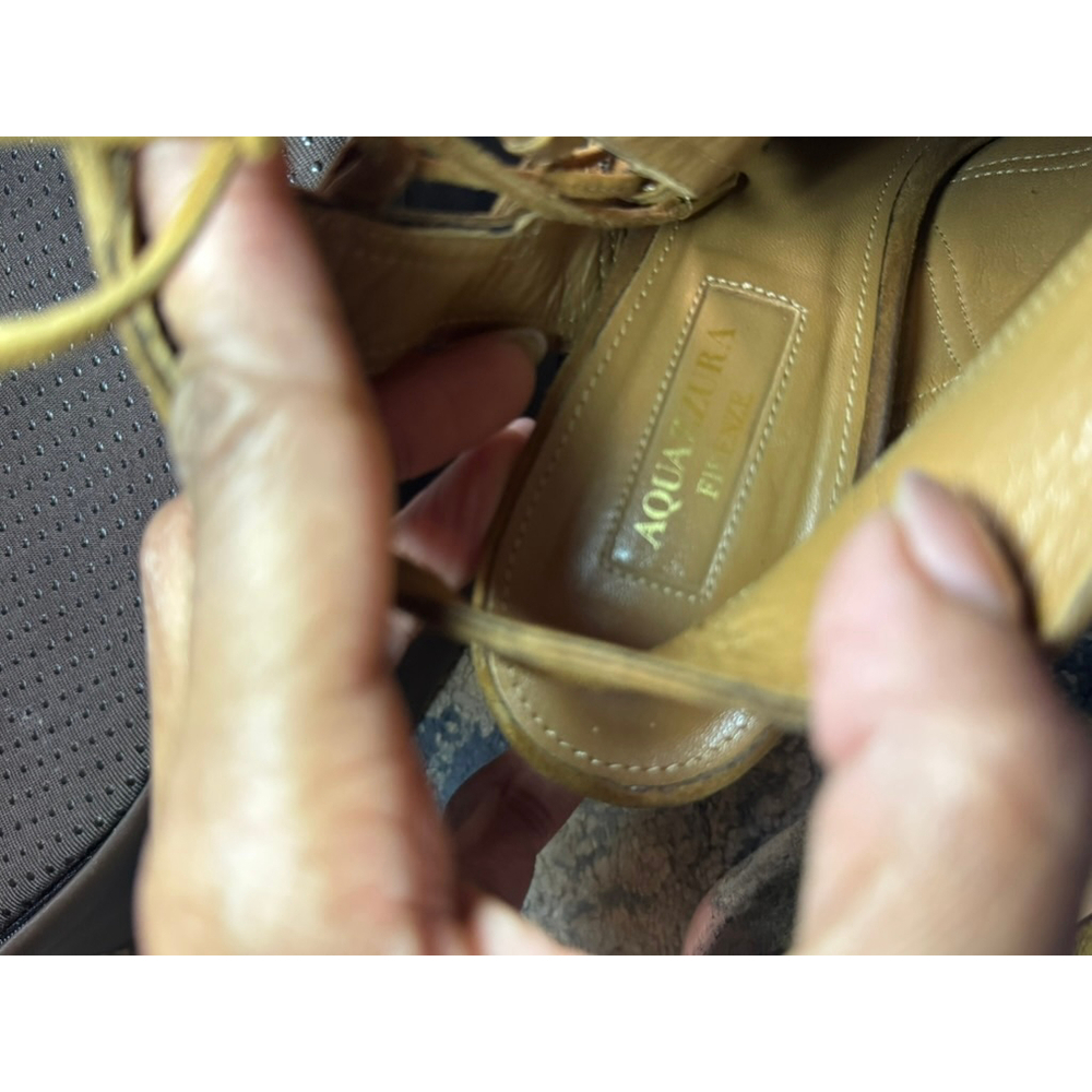 AQUAZZURA | Brown Suede Peep Toe Heels Size 9 - Picture 4 of 7